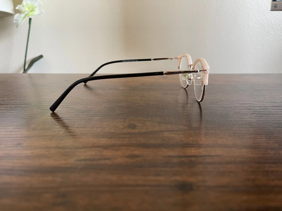 Pearl, Gold, & Black Browline Frames Only Semi Rimless Retro Vintage Looking - Image 4 of 4