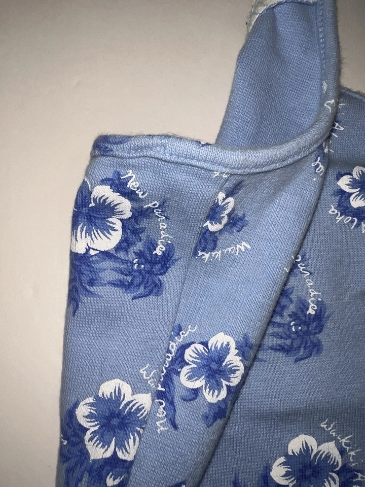 Top Halter Vintage Y2K 2000s Energie Baby Azul Hawaiano Floral Ceñido Talla L Foto 4 de 4