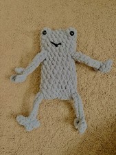 Handmade Crochet Leggy Frog Stuffed Animal Frog Yarn Toys Gray Coquette Kitschy