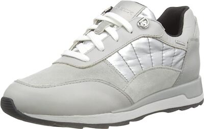 DAMEN-SNEAKER GRÖSSE 4 37 GEOX D NEU ANEKO B ABX B GRAU SILBER LEDER