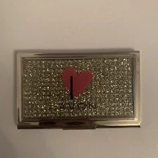 I Love AVON Rhinestone  BUSINESS CARD Holder..very Rare