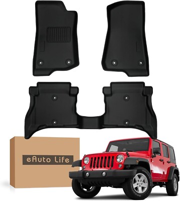 eAuto Floor Mats Liner for 2021-2024 Jeep Wrangler 4xe Hybrid 4-Door All-Weather