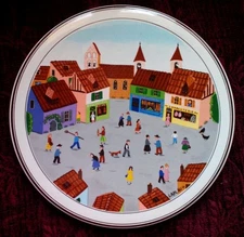 Villeroy & Boch DESIGN NAIF Raised Tea Tile - Village Scene - FREE SHIPPING