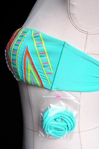 Victoria's Secret Aqua Sequin Beaded Bandeau Top S & Banded Low-rise Bottom S - Picture 5 of 6