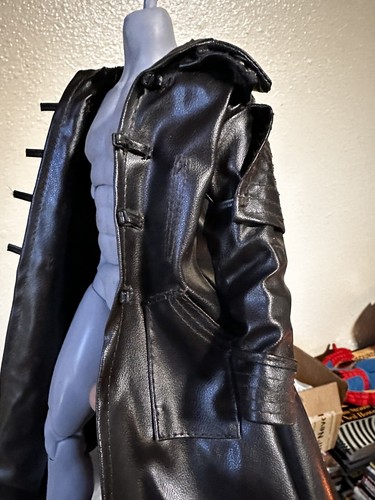 1/6 Scale Dark Brown Leather Trench Coat Long Jacket (Mint Condition) - Picture 9 of 12