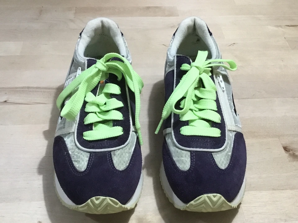 Винтажные женские кроссовки KangaROOS фиолетовый лайм зеленый размер 6,5 карман замша - Изображение 2 из 4