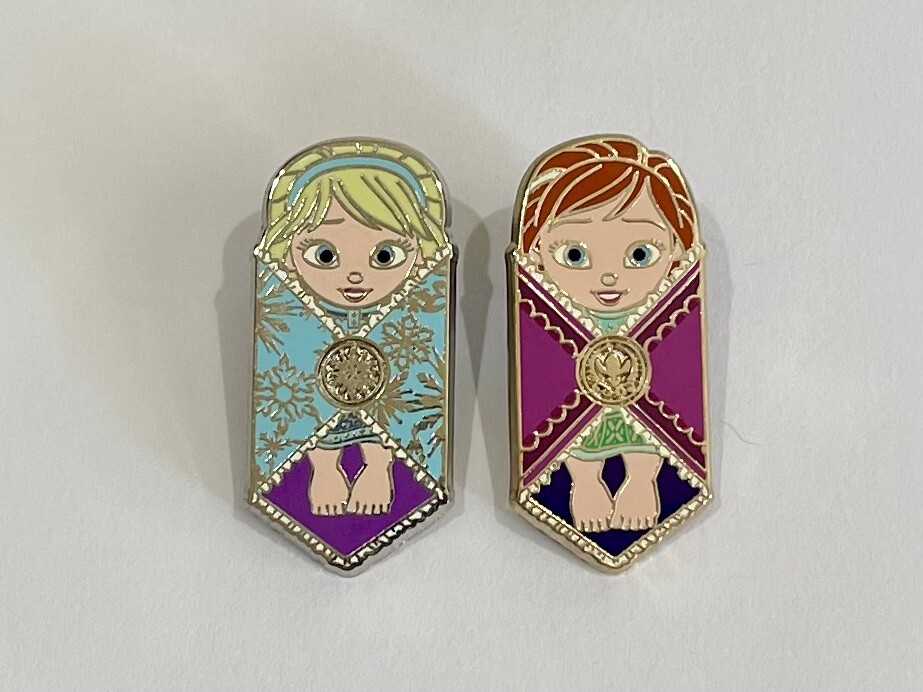 Anna and Elsa Swaddled in Baby Blanket Disney Pin 114325
