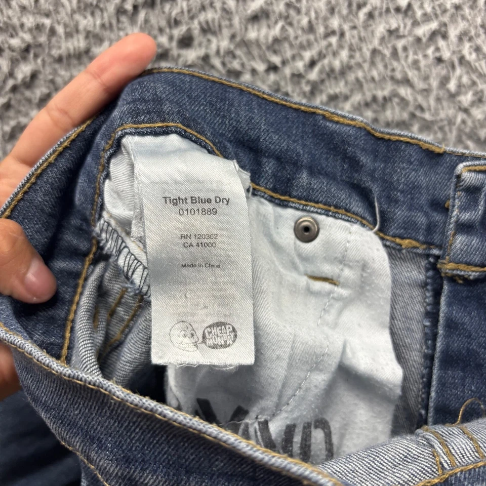 Pantalones de mezclilla ajustados elásticos de algodón lavado oscuro azul 30x31 baratos Monday para hombre Foto 3 de 4