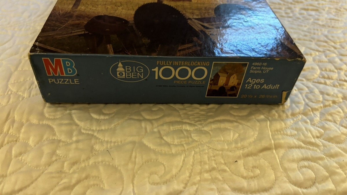Vintage MB Big Ben Puzzle, Farm House Scipio UT, 4962-16NEW