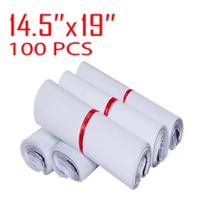 100 Bags 14.5x19 2.5MIL White Poly Mailers Shipping Envelopes Self Sealing Bags