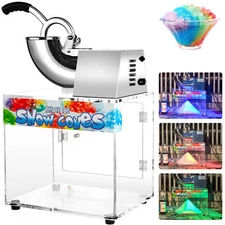 VNN 500LBS/H Commercial Snow Cone Machine Electric Ice Shaver Ice Crusher 48L