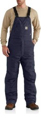 Carhartt Men's Flame-Resistant Quick Duck Lined Bib Overall, Dark Navy, 36 x 30