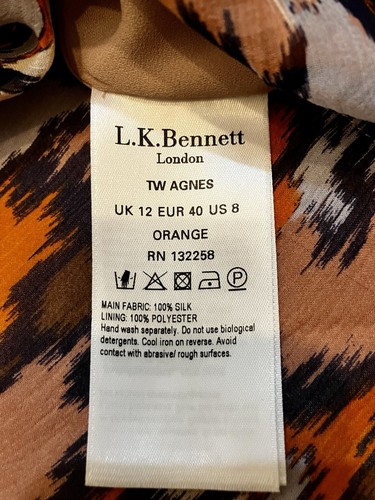 LK BENNETT ‘Agnes’ Burnt Orange, Black, Ivory Silk Blouse UK12 BNWOT Immaculate - Picture 8 of 8