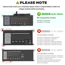 Battery F7HVR For DELL Inspiron 15-7537 17-7737 17-7746 062VNH T2T3J G4YJM 58Wh