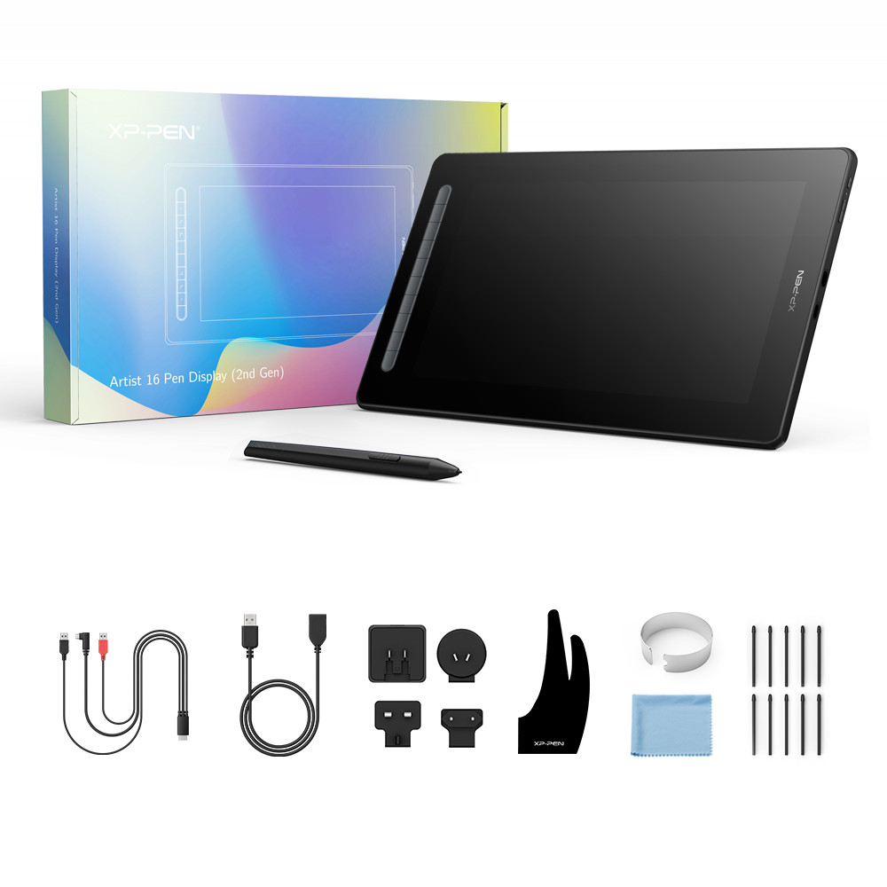 XP-Pen Artist 16 2nd Graphics Drawing Tablet Fully-laminated X3 Stylus + Stand