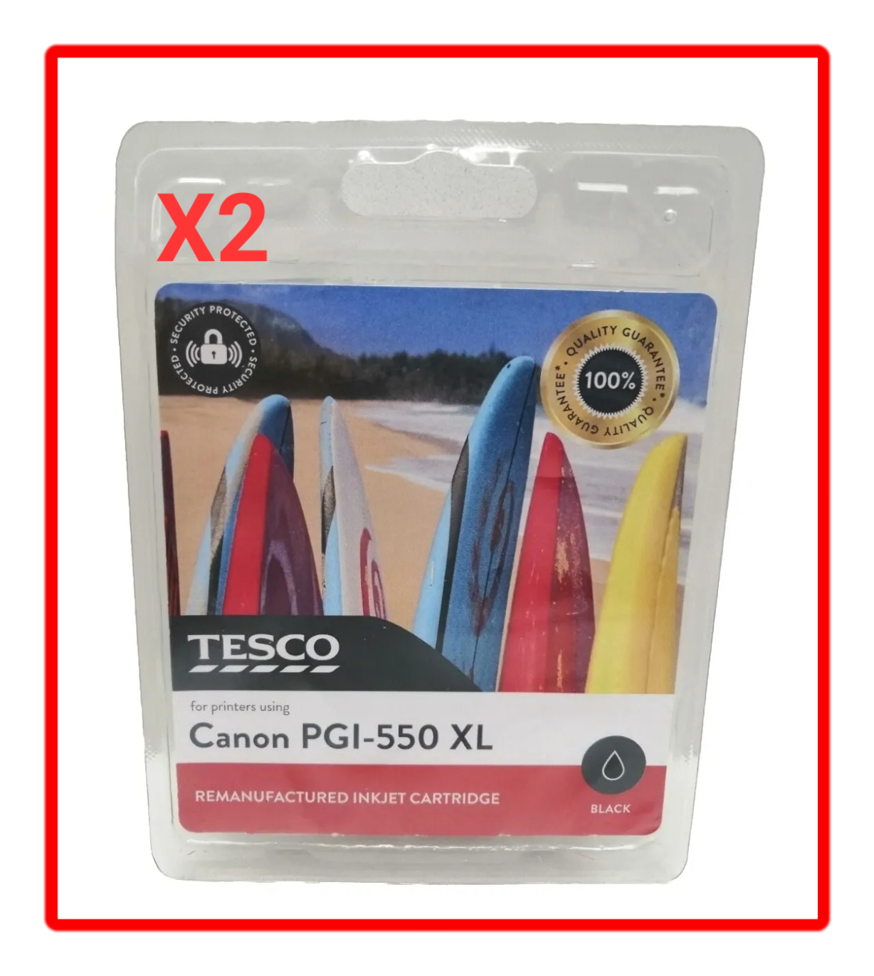 2 x Tesco 🔵 Ink Cartridge Inkjet Canon PGI550XL Black Brand New Sealed