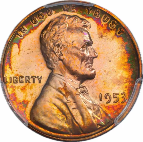 1953 Lincoln Cent NGC PF66 RB Rainbow Toned PR66 RB