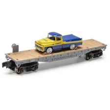 O Gauge 10-1/2" Flat Car - PENNSYLVANIA - Diecast 1957 Dodge Sweptside - SUNOCO