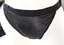 Victorias secret XL Rare Vintage Cotton Hi Leg Shine Black Bikini Brief Panty