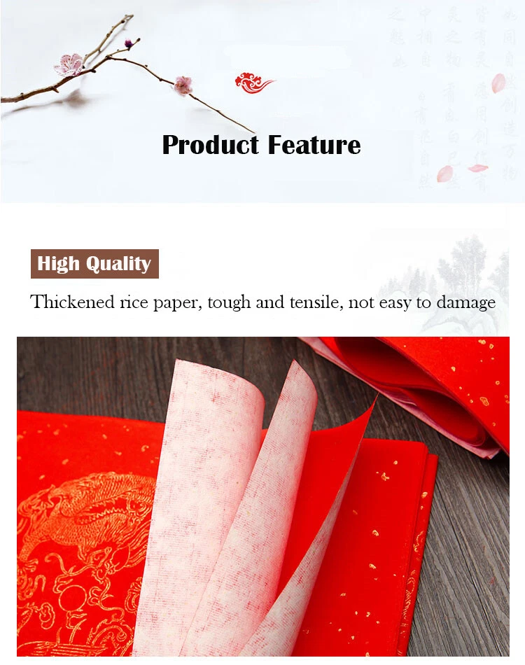 Juego de 5 parejas de papel en blanco Xuan rojo año nuevo chino para festival de primavera Foto 2 de 4