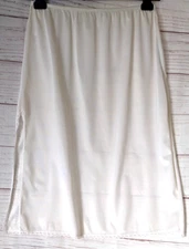 Vintage Queentex Underskirt Lingerie Ivory Knit Knee Length Side Slit Size M