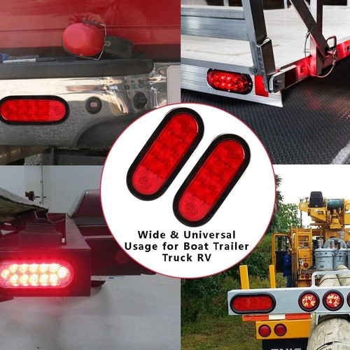 (2) Trailer Truck 6" Oval LED Sealed RED Stop/Turn/Tail Light Marine Waterproof$ - Picture 4 of 6