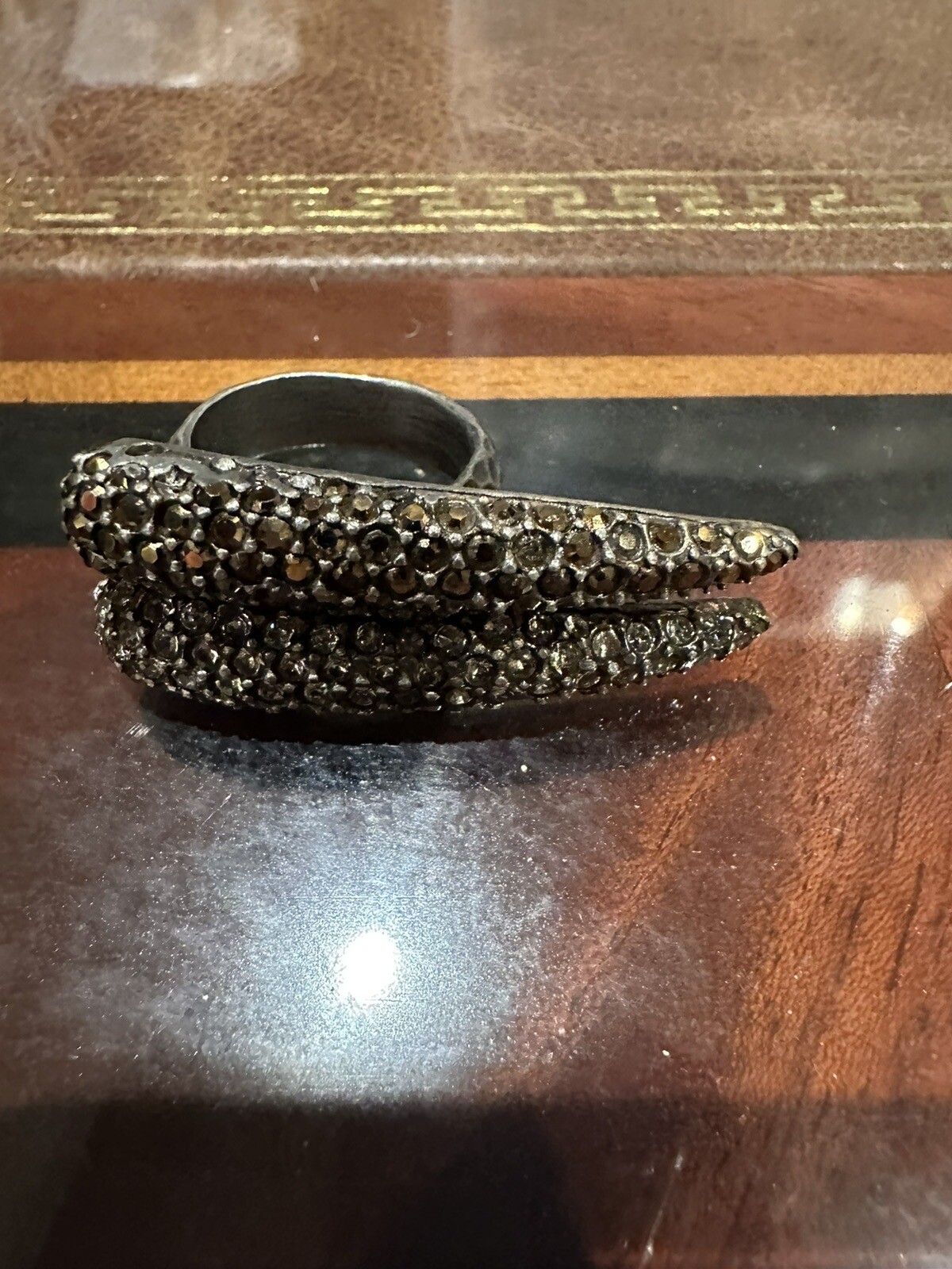 Double Claw Crystal Statement Cocktail Ring - image 2