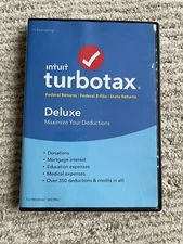 Intuit Turbo tax Deluxe 2018, Federal, and State Tax Returns Pre-owned CD