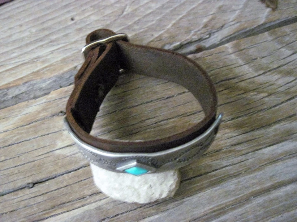 Brazalete Flexible Para Hombre Cuero y Robins Huevo Piedra Turquesa * Tamaño Personalizado * Foto 4 de 4