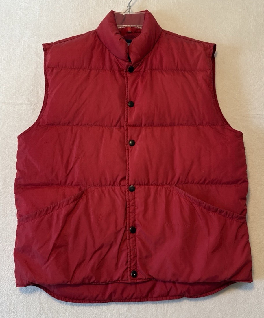 Vtg Lands End Puffer Vest Goose Down Adult Medium Unisex Red 90s Gorpcore
