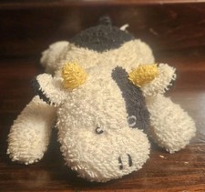 Vintage Russ Berrie Terry Cloth Home Buddies Stuffed Plush Cow Biff Beanie 7"