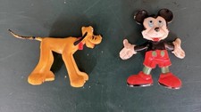 Vtg '60s Marx Toys Disneykins Figures Mickey Mouse Pluto Handpainted