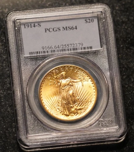 1914-S St. Gaudens $20 gold double eagle PCGS MS-64