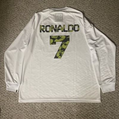 Bape x CR7 White Multi Logo Ronaldo Football Jersey Long Sleeve