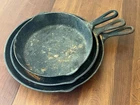 Vintage Cast Iron Skillets Lot Of 3 FOR RESTORATION RUST Lodge SK 8 SK 10 (Read)