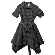 Belle Badgley Mischka 12 Black Fit and Flare Dress Shirt Collar Short Sleeve