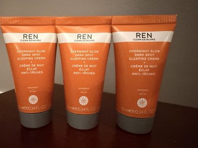 Ren Overnight Glow Dark Spot Sleeping Cream Travel Sz Lot of 3! Each .34 Fl Oz
