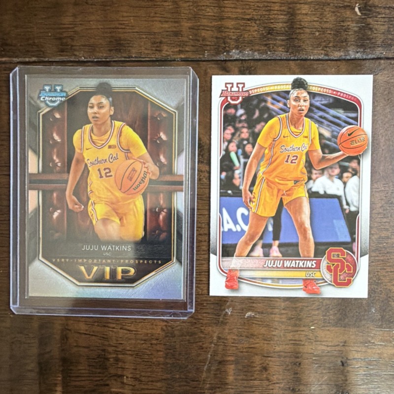 JuJu Watkins USC Trojans Topps Bowman U/Chrome U VIP Refractor 2-Card Lot