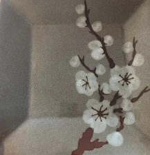 Pier 1 Imports Tranquil Square Plate Ceramic Cherry Blossom Blue 10.5" SF