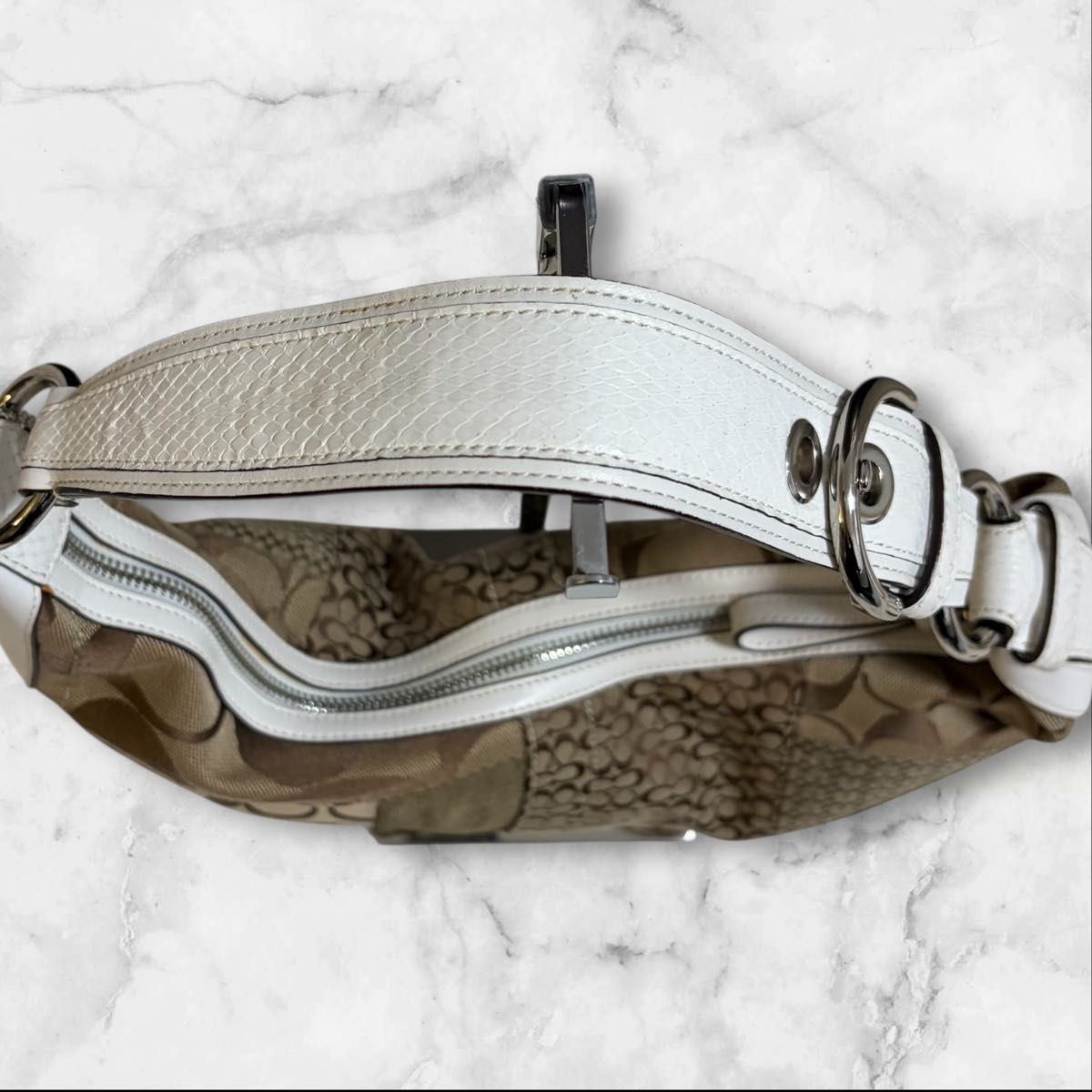 Coach Signature Patchwork Half Moon Bag Signature… - image 9