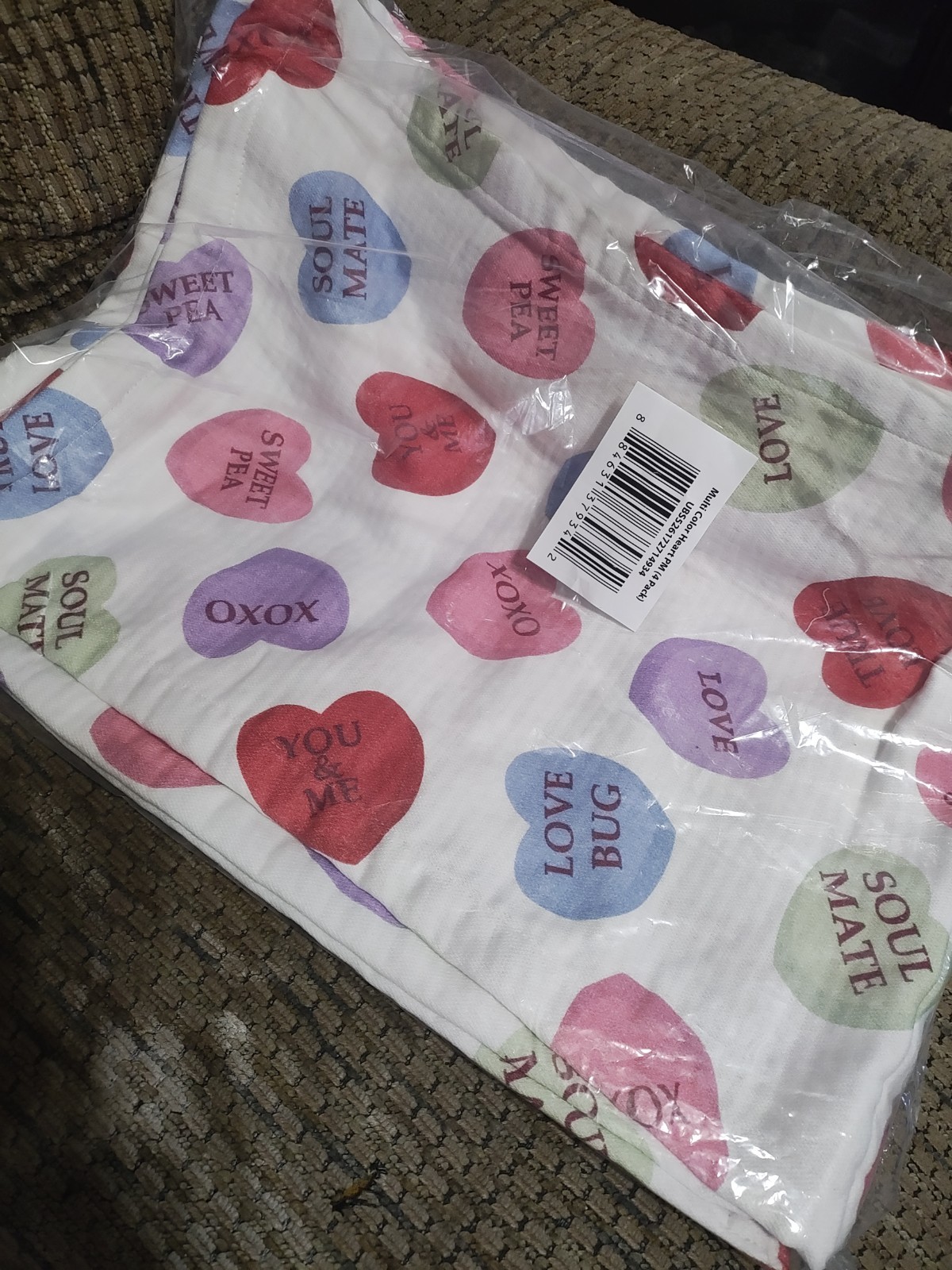 Conversation Hearts Table Placemats 4 Pack 100% Cotton 14x19in