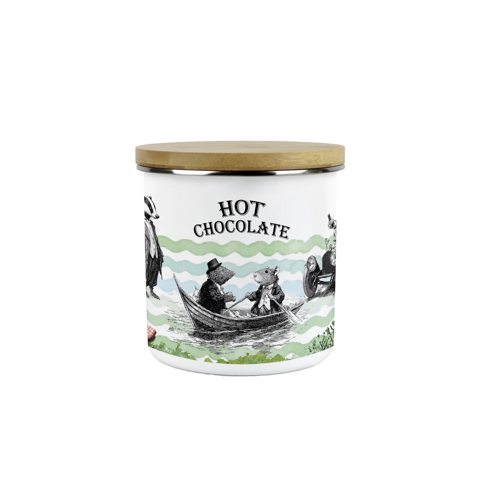 Wind in the Willows Hot Chocolate Canister - Enamel 600ml Kitchen Storage Gift