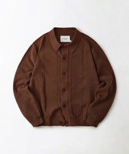 Outstanding LS Stripe Collar Knit Cardigan Brown Mens New Heritage Vintage