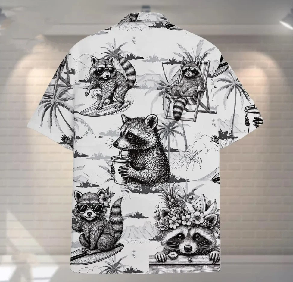 Tropical Raccoon Hawaiian Shirt: Funny Aloha Beach Button Down