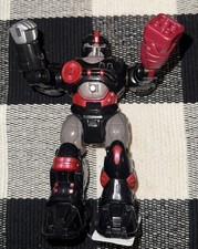 HAP-P-KID Toy Robot Action Figure Walks Lights Up 7 Black Red VGC works VINTAGE
