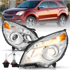 Headlights Assembly Fit 2010-2015 Chevy Equinox Halogen Type Projector Headlamp