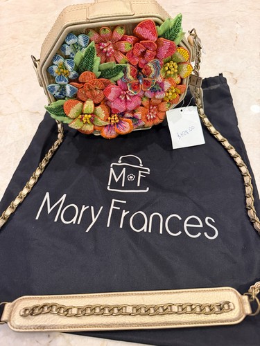 Mary Frances beaded floral Butterfly Gold Crossbody handbag