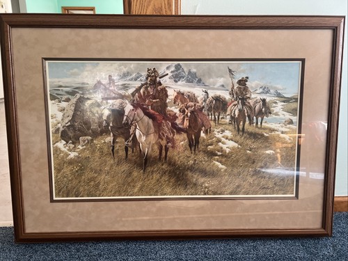 Framed Frank McCarthy By The Ancient Trails They Passed Signed #774/1000 42x29”