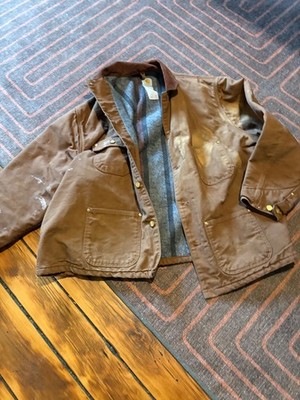 VINTAGE Carhartt Jacket Mens 2XL Brown Blanket Lined Chore Coat Workwear FLAWED