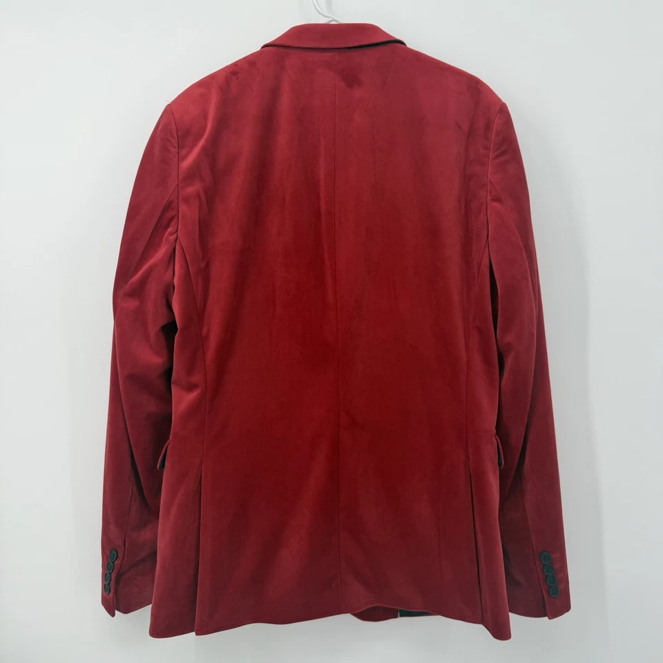 Blazer Chaqueta Abrigo J Ferrar Rojo Terciopelo Para Hombre Talla 42 Calce Ajustado Vacaciones Navidad Foto 2 de 4